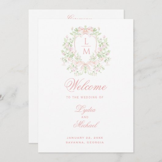 Sweet Wappen Monogram Wedding Program Programm (Vorne/Hinten)