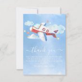 Sweet Watercolor Airplane Babydusche Dankeskarte (Vorderseite)