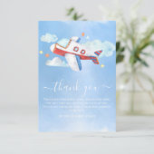 Sweet Watercolor Airplane Babydusche Dankeskarte (Stehend Vorderseite)