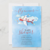 Sweet Watercolor Airplane Babydusche Einladung (Vorderseite)