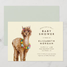 Sweet Watercolor Alpaca Babydusche Einladung