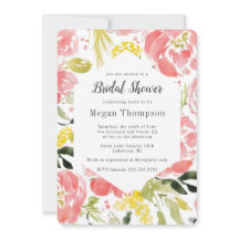 Sweet Watercolor Blooms Bridal Dusche Einladung