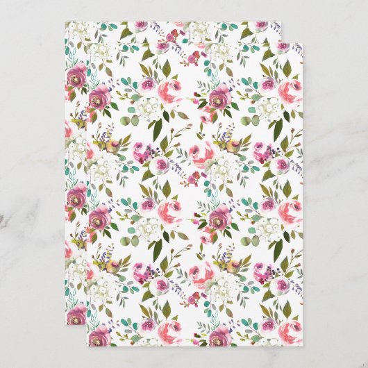 Sweet Watercolor Blume Rose Muster Ankündigung (Vorne/Hinten)