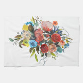 Sweet Watercolor Bouquet Einfaches Weiß Geschirrtuch (Horizontal)