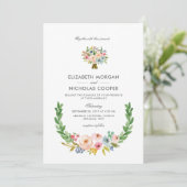 Sweet Watercolor Bouquet | Einladung (Stehend Vorderseite)