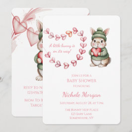 Sweet Watercolor Bunny Baby Shower Einladung