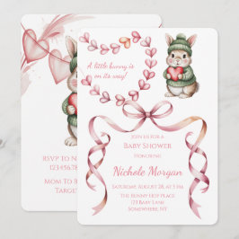 Sweet Watercolor Bunny Baby Shower Einladung