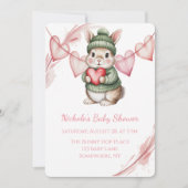 Sweet Watercolor Bunny Baby Shower Einladung (Vorderseite)