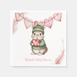 Sweet Watercolor Bunny Baby Shower Serviette