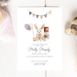 Sweet Watercolor Bunny Baby Toy Baby Dusche Einladung