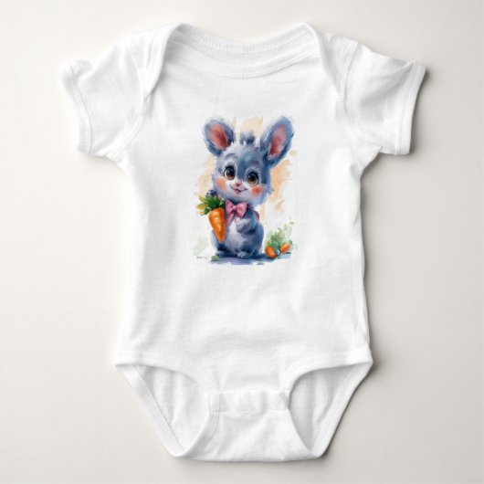Sweet Watercolor Bunny mit Carrot Baby Strampler (Vorderseite)