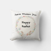 Sweet Watercolor Bunny Wreath Easter Pillow Kissen (Vorderseite)
