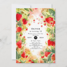 Sweet Watercolor Colorful Strawberry Geburtstag