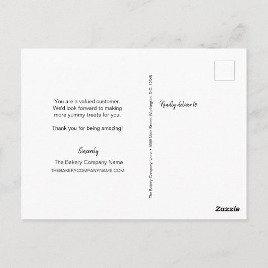 Sweet Watercolor cupcake Kein Logo Bäckerei Postkarte (Rückseite)