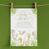 Sweet Watercolor Dinosaur Babydusche Einladung