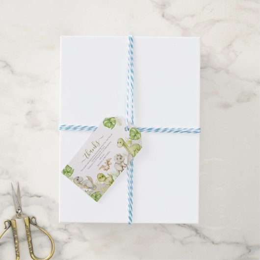 Sweet Watercolor Dinosaur Babydusche Geschenkanhänger (Mit Garn)