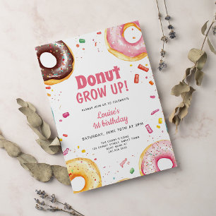 Sweet Watercolor Donuts 1. Geburtstag Einladung