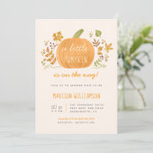 Sweet Watercolor Fall Kleine Pumpkin Baby Dusche Einladung (Stehend Vorderseite)