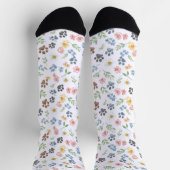 🐾 Sweet Watercolor Floral and Paw Print Socken (Oben)