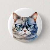 Sweet Watercolor Gray Cat Button (Vorderseite)