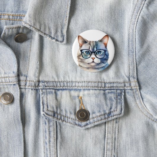 Sweet Watercolor Gray Cat Button (Beispiel)