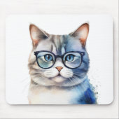 Sweet Watercolor Gray Cat Mousepad (Vorne)