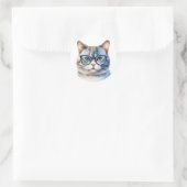 Sweet Watercolor Gray Cat Runder Aufkleber (Tasche)