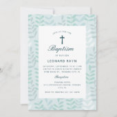 Sweet Watercolor Hand Gezeichnet Boy Baptism Einladung (Vorderseite)