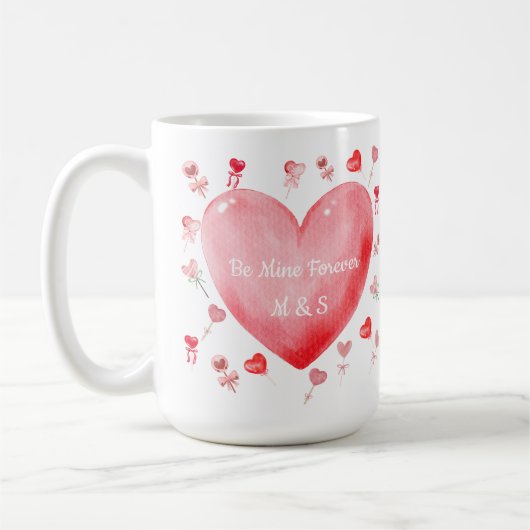 Sweet Watercolor Heart Valentine Mug Kaffeetasse (Links)