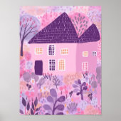 Sweet Watercolor House Garden Illustration Poster (Vorne)