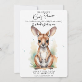Sweet Watercolor Kangaroo Kinderdusche Einladung