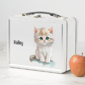 Sweet Watercolor Kitten mit blauen Augen Metall Brotdose (Beispiel)