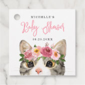 Sweet Watercolor Kitty Girl Babydusche Geschenkanhänger (Vorderseite)