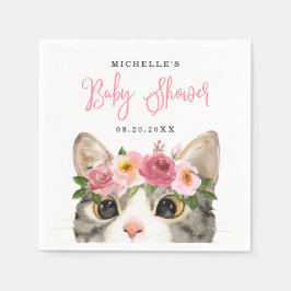 Sweet Watercolor Kitty Girl Babydusche Serviette