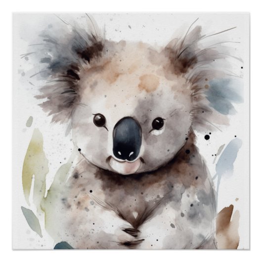 Sweet Watercolor Koala Mauer Poster (Vorderseite)