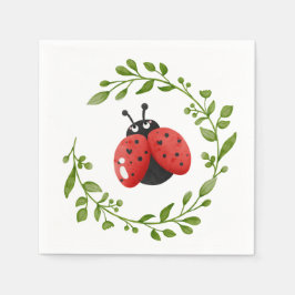 Sweet Watercolor Ladybug Birthday Serviette