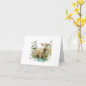 Sweet Watercolor Lamm mit Blume BLANK Karte (Gelbe Blume)