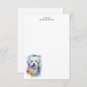 Sweet Watercolor Maltese Hund Custom Vielen Dank Mitteilungskarte (Vorne/Hinten)