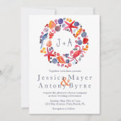 Sweet Watercolor Nautical Wreath Beach Hochzeit Einladung (Vorderseite)