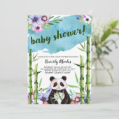 Sweet Watercolor Panda und Bamboo Babydusche Einladung (Stehend Vorderseite)