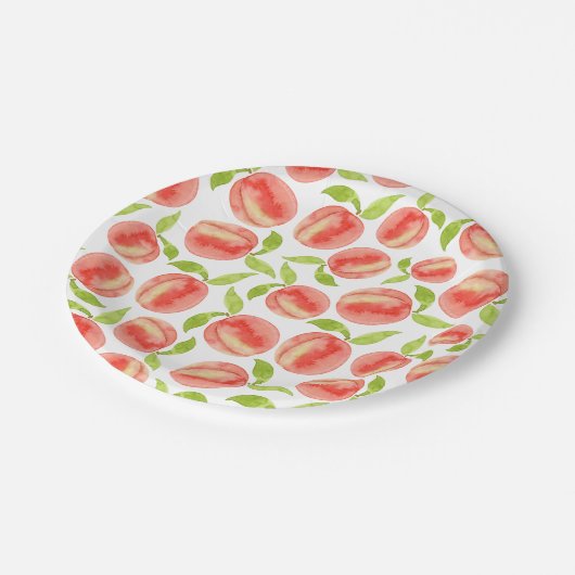 Sweet Watercolor Peach Muster Pappteller (Schrägansicht)