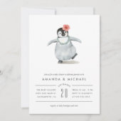 Sweet Watercolor Pinguin Babydusche Einladung (Vorderseite)