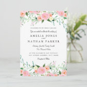 Sweet Watercolor Pink Peach Wedding Einladung (Stehend Vorderseite)
