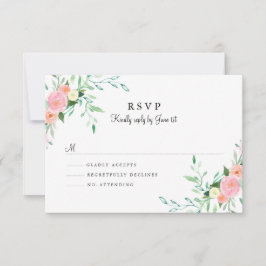 Sweet Watercolor Pink Peach Wedding RSVP