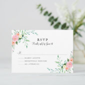 Sweet Watercolor Pink Peach Wedding RSVP Karte (Stehend Vorderseite)