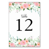 Sweet Watercolor Pink Peach Wedding Table Cards Tischnummer (Rückseite)