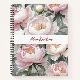 Sweet Watercolor Pink Peonies | Dein Name Notizblock