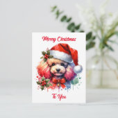 Sweet Watercolor Poodle und Weihnachtsgrüße Postkarte (Stehend Vorderseite)