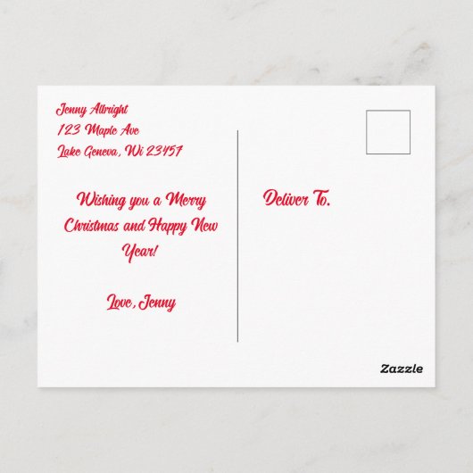 Sweet Watercolor Poodle und Weihnachtsgrüße Postkarte (Rückseite)