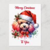 Sweet Watercolor Poodle und Weihnachtsgrüße Postkarte (Vorderseite)